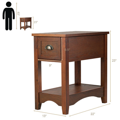 Set of 2 Contemporary Side End Table with Drawer, Walnut End & Side Tables at Gallery Canada