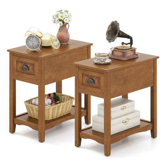 Contemporary Side End Table Set, 2 Drawers, Yellow End & Side Tables Yellow at Gallery Canada