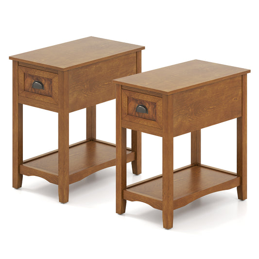 Contemporary Side End Table Set, 2 Drawers, Yellow End & Side Tables Yellow at Gallery Canada