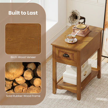Set of 2 Contemporary Side End Table with Drawer, Natural End & Side Tables at Gallery Canada