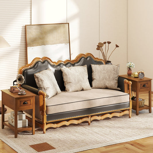 Set of 2 Contemporary Side End Table with Drawer, Natural End & Side Tables Natural at Gallery Canada