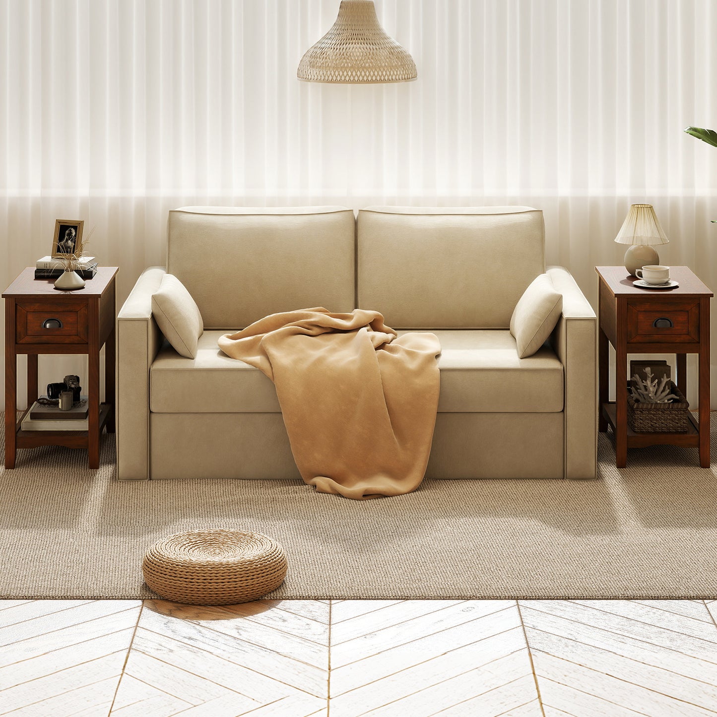Set Of 2 Contemporary Side End Tables With Drawer, Walnut End & Side Tables at Gallery Canada