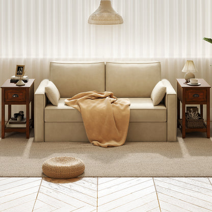Set Of 2 Contemporary Side End Tables With Drawer, Walnut End & Side Tables at Gallery Canada