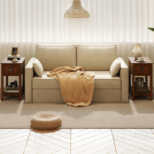 Set Of 2 Contemporary Side End Tables With Drawer, Walnut End & Side Tables Walnut at Gallery Canada