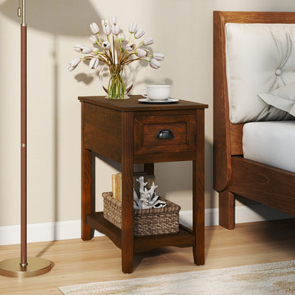 Set Of 2 Contemporary Side End Tables With Drawer, Walnut End & Side Tables at Gallery Canada