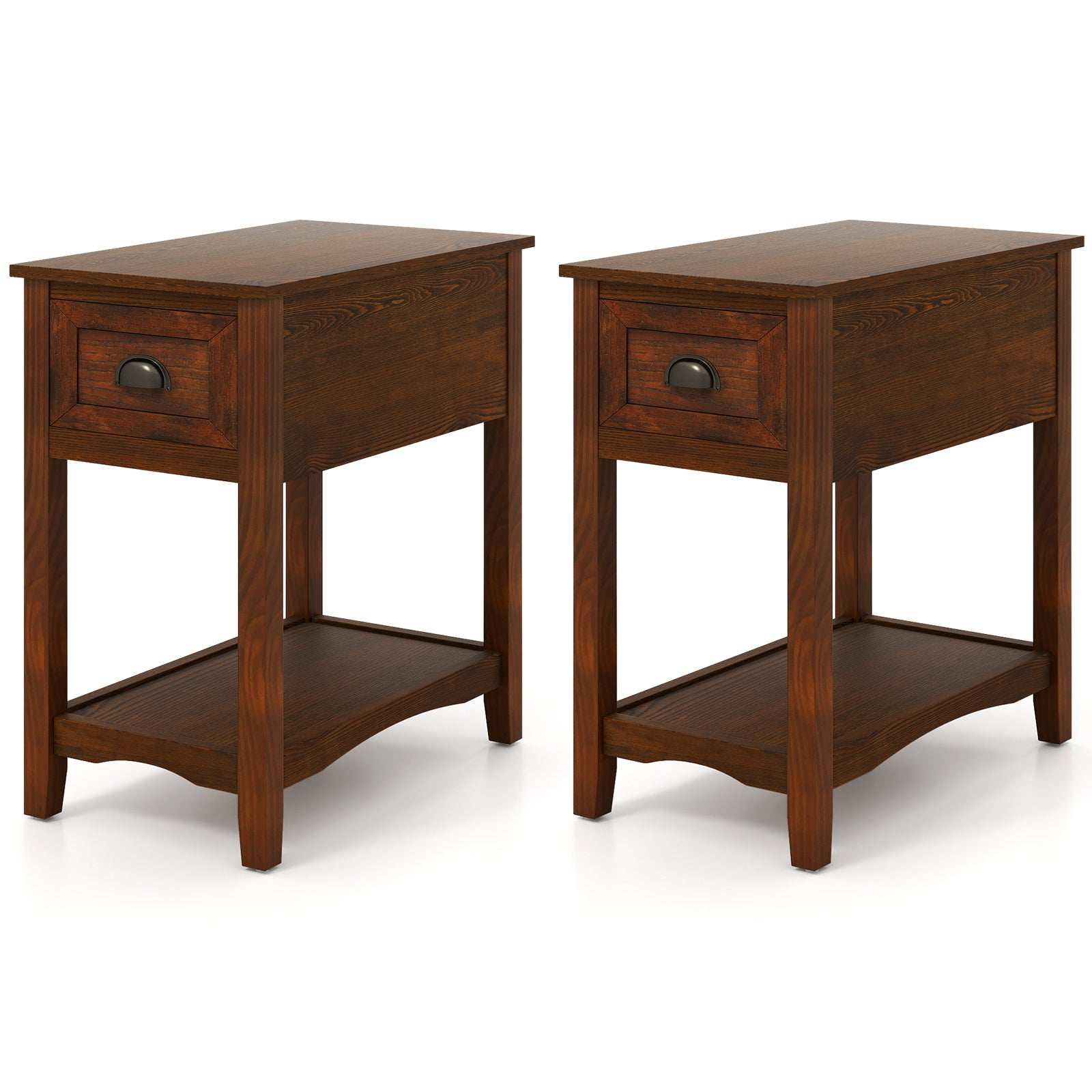 Set Of 2 Contemporary Side End Tables With Drawer, Walnut End & Side Tables at Gallery Canada