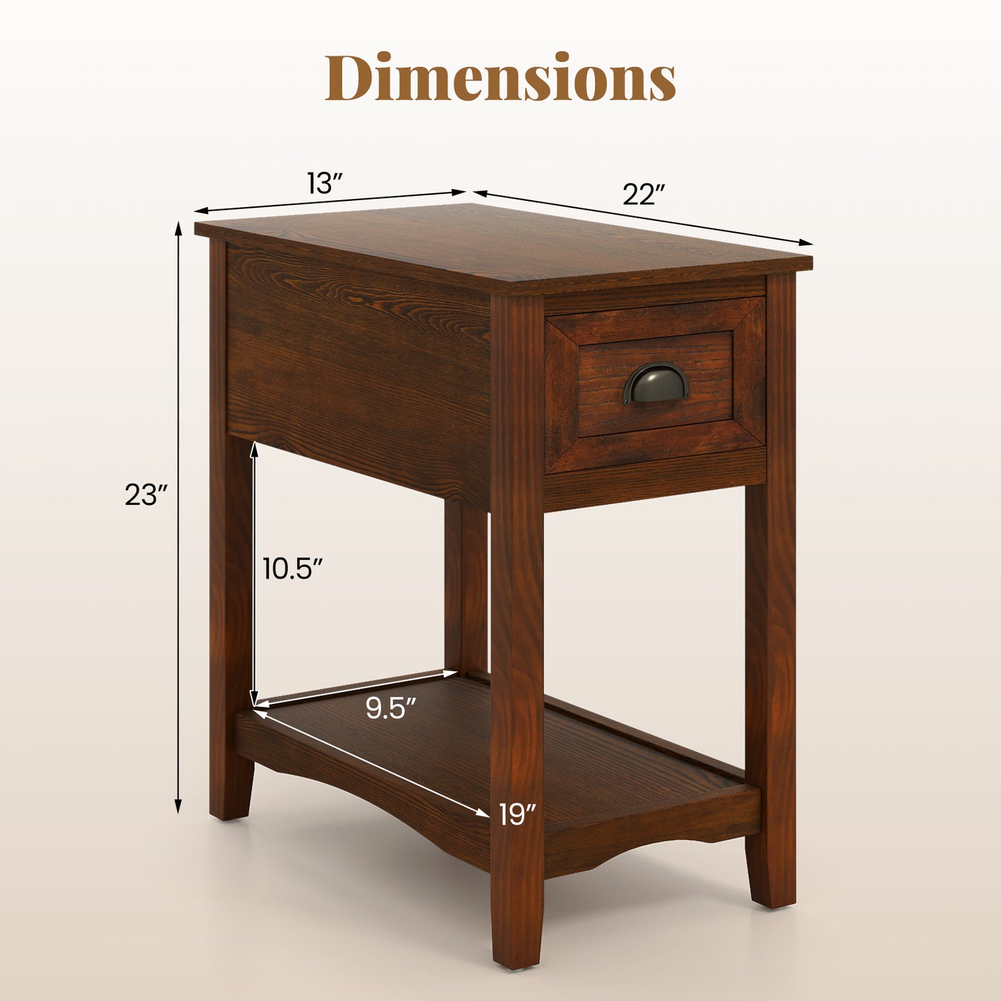 Set Of 2 Contemporary Side End Tables With Drawer, Walnut End & Side Tables at Gallery Canada