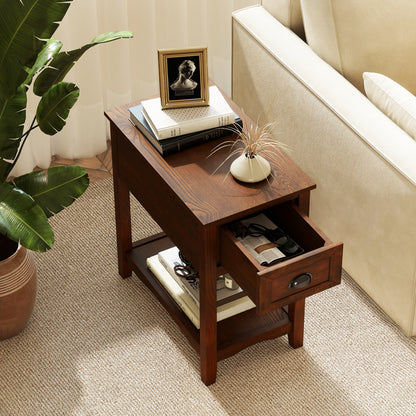 Set Of 2 Contemporary Side End Tables With Drawer, Walnut End & Side Tables at Gallery Canada