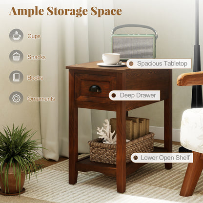 Set Of 2 Contemporary Side End Tables With Drawer, Walnut End & Side Tables at Gallery Canada