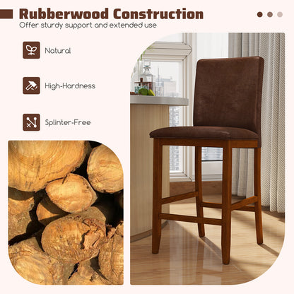 Set of 2 Counter Barstools, Rubberwood Legs, Upholstered Seat, Walnut Bar Stools at Gallery Canada