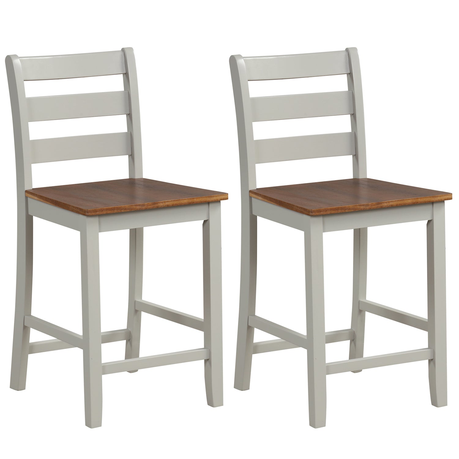 Counter Bar Stool Set, 2, Inclined Backrest, Footrest, Gray Bar Stools Gray at Gallery Canada