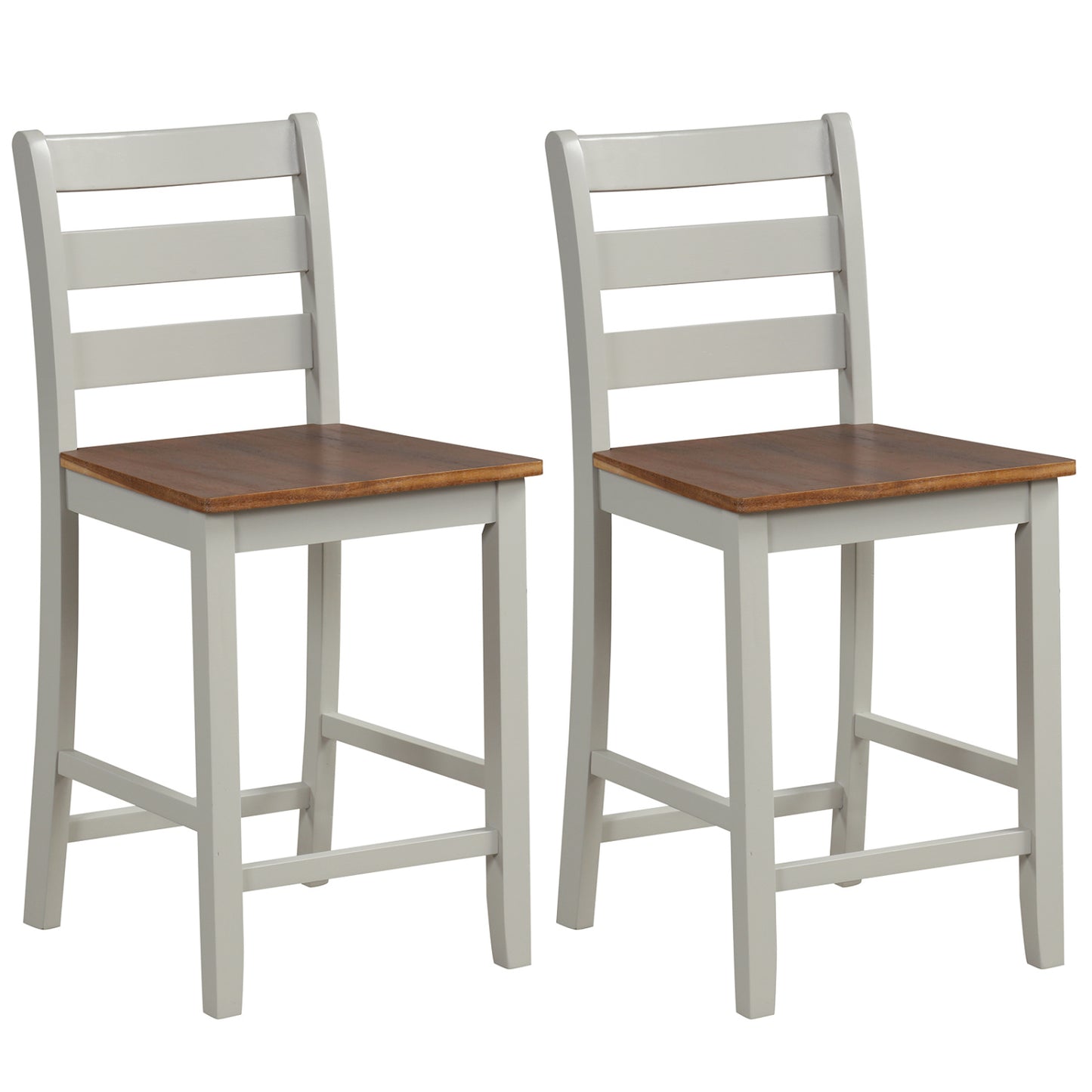 Counter Bar Stool Set, 2, Inclined Backrest, Footrest, Gray Bar Stools Gray at Gallery Canada