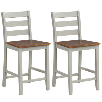 Counter Bar Stool Set, 2, Inclined Backrest, Footrest, Gray Bar Stools Gray at Gallery Canada