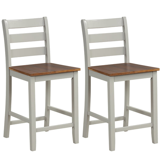 Counter Bar Stool Set, 2, Inclined Backrest, Footrest, Gray Bar Stools Gray at Gallery Canada