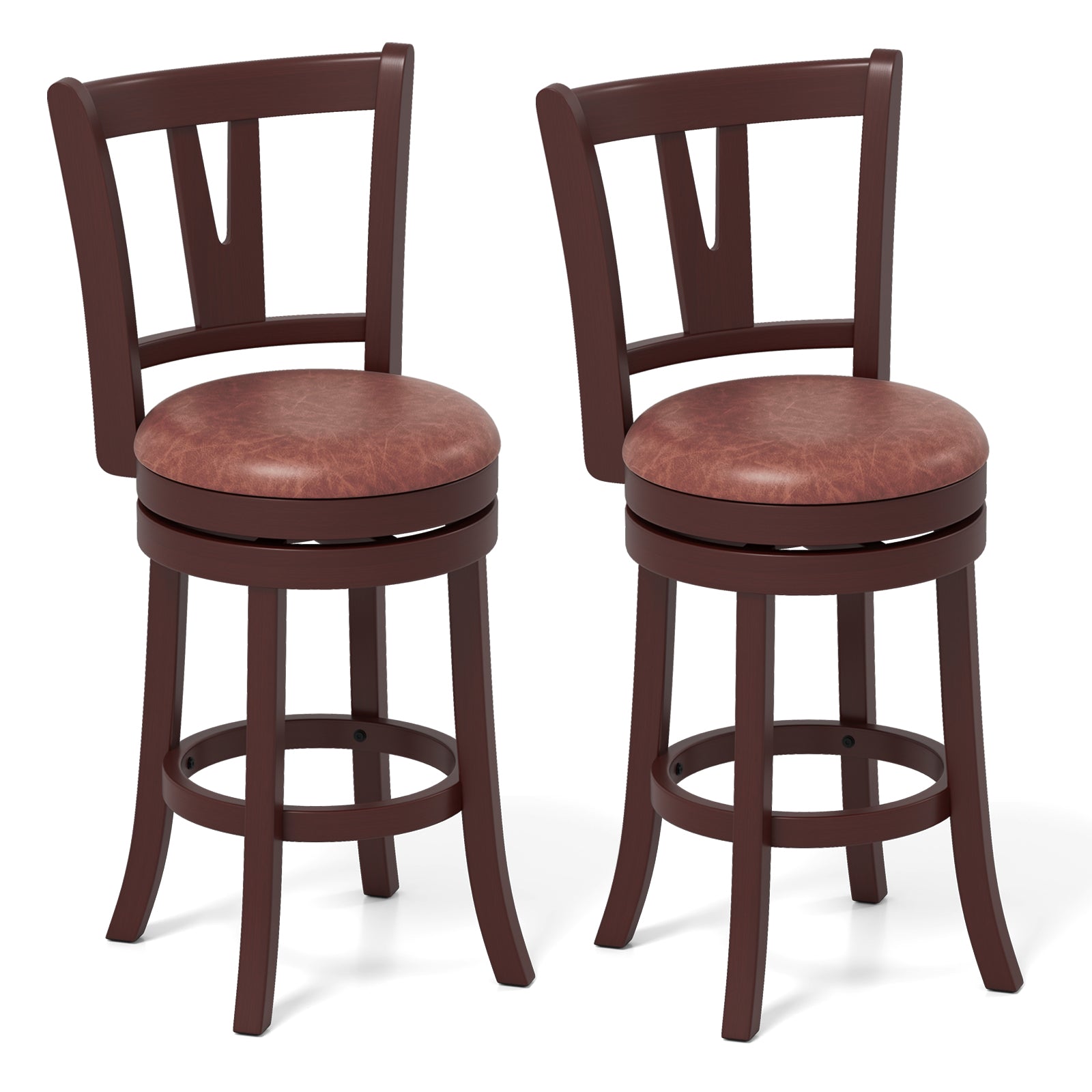 Set of 2 Counter Height Swivel Barstools with High Backs and Footrests-26 inches Bar Stools at Gallery Canada