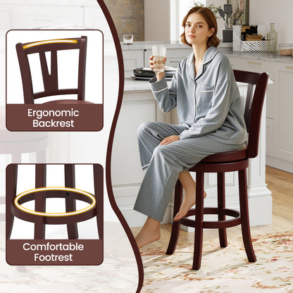 Set of 2 Counter Height Swivel Barstools with High Backs and Footrests-26 inches Bar Stools at Gallery Canada