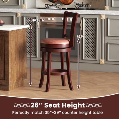 Set of 2 Counter Height Swivel Barstools with High Backs and Footrests-26 inches Bar Stools at Gallery Canada