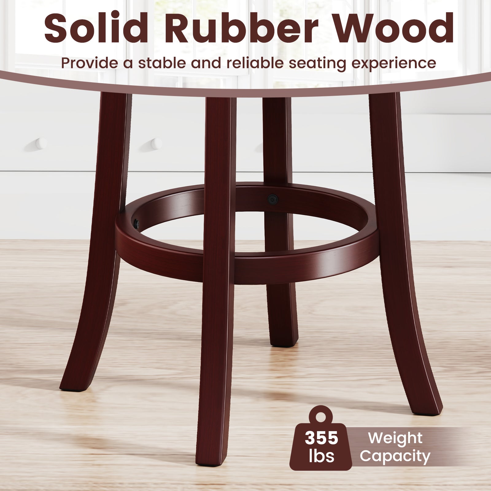 Set of 2 Counter Height Swivel Barstools with High Backs and Footrests-26 inches Bar Stools at Gallery Canada