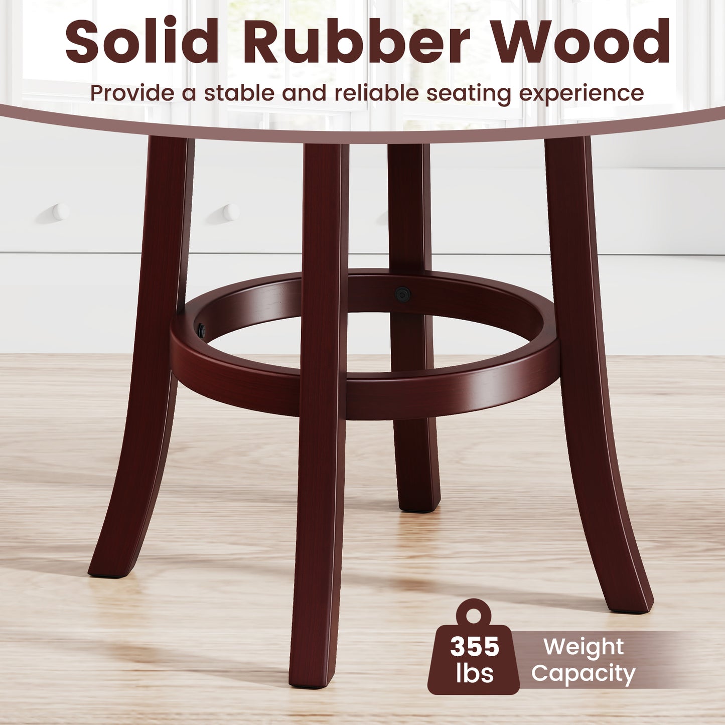 Set of 2 Counter Height Swivel Barstools with High Backs and Footrests-26 inches Bar Stools at Gallery Canada