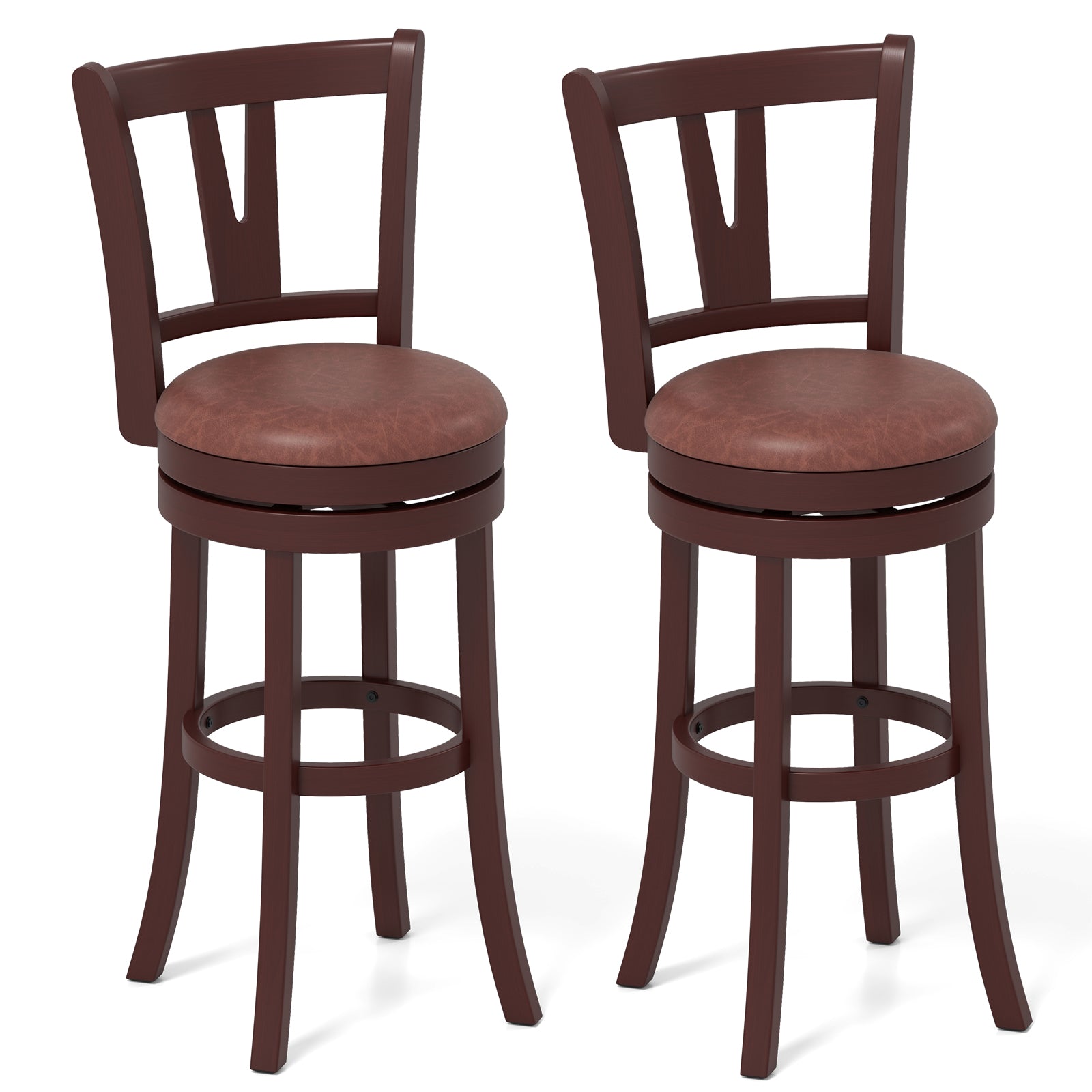 Set of 2 Counter Height Swivel Barstools with High Backs and Footrests-30 inches Bar Stools Options at Gallery Canada