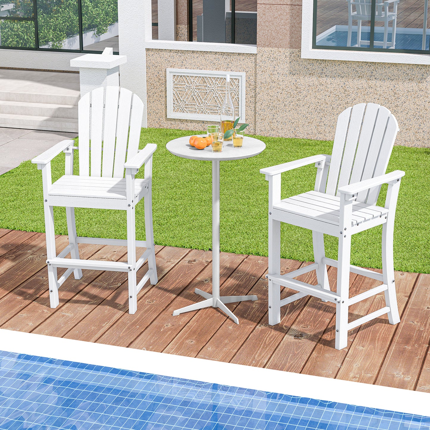 Outdoor HDPE Bar Stool Set, Counter Height, White Patio Dining Chairs at Gallery Canada