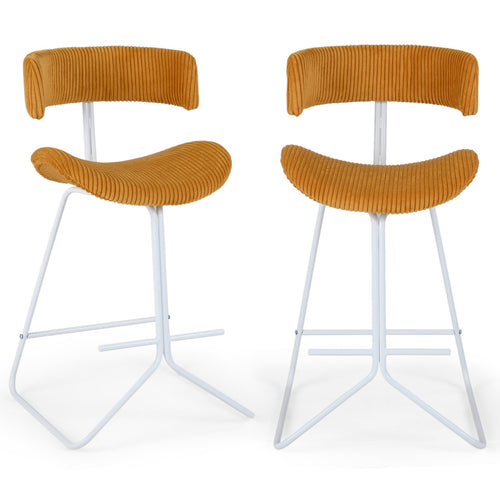 Set Of 2 Counter Height Stools, 25 Inch, Orange