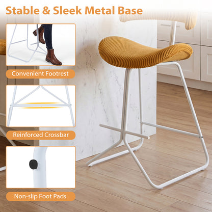 Set Of 2 Counter Height Stools, 25 Inch, Orange Bar Stools at Gallery Canada
