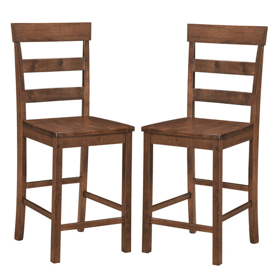 Set of 2 Counter Bar Stools, Rubber Wood Frame, Brown Bar Stools Brown at Gallery Canada