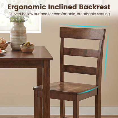 Set of 2 Counter Bar Stools, Rubber Wood Frame, Brown