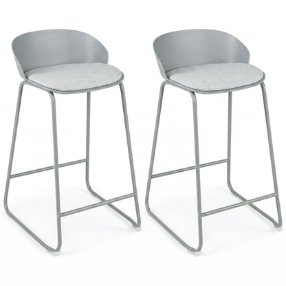 Ensemble de 2 tabourets de bar, dossier incurvé, cadre en métal, gris