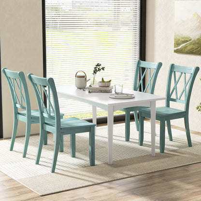 Cross Back Rubber Wood Dining Chairs, Set of 2, Green Dining Chairs at Gallery Canada