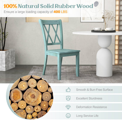 Set of 2 Cross Back Rubber Wood Dining Chairs, Green Dining Chairs at Gallery Canada