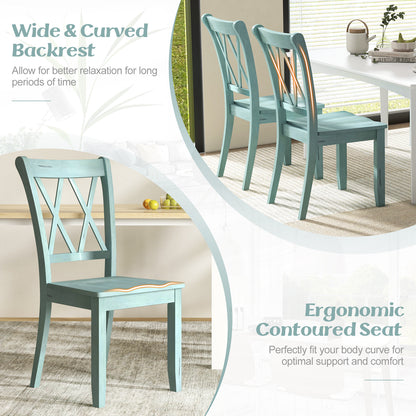 Set of 2 Cross Back Rubber Wood Dining Chairs, Green Dining Chairs at Gallery Canada