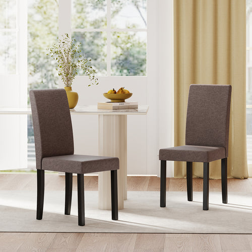 Set of 2 Dining Chair Mid-Century Modern Fabric Upholstered Parson Chairs, Brown