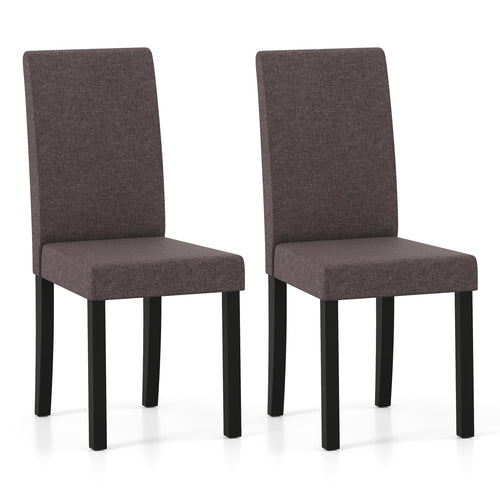 Set Of 2 Dining Chairs, Mid-Century Modern, Fabric Upholstered, Brown