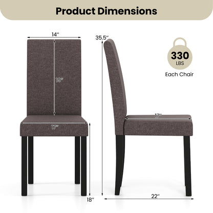 Set of 2 Dining Chair Mid-Century Modern Fabric Upholstered Parson Chairs, Brown Dining Chairs at Gallery Canada