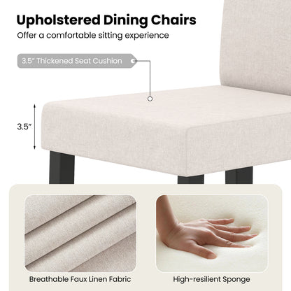 Set of 2 Dining Chair Mid-Century Modern Fabric Upholstered Parson Chairs, Beige Dining Chairs at Gallery Canada