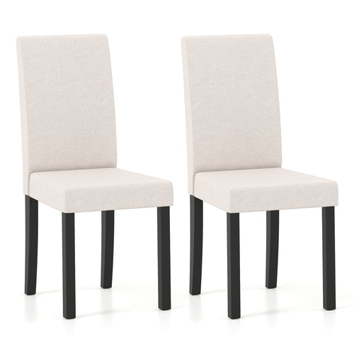 Set of 2 Dining Chair Mid-Century Modern Fabric Upholstered Parson Chairs, Beige