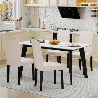 Set of 2 Dining Chair Mid-Century Modern Fabric Upholstered Parson Chairs, Beige Dining Chairs at Gallery Canada