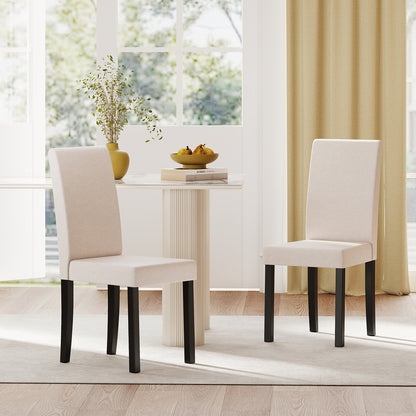 Set of 2 Dining Chair Mid-Century Modern Fabric Upholstered Parson Chairs, Beige Dining Chairs at Gallery Canada