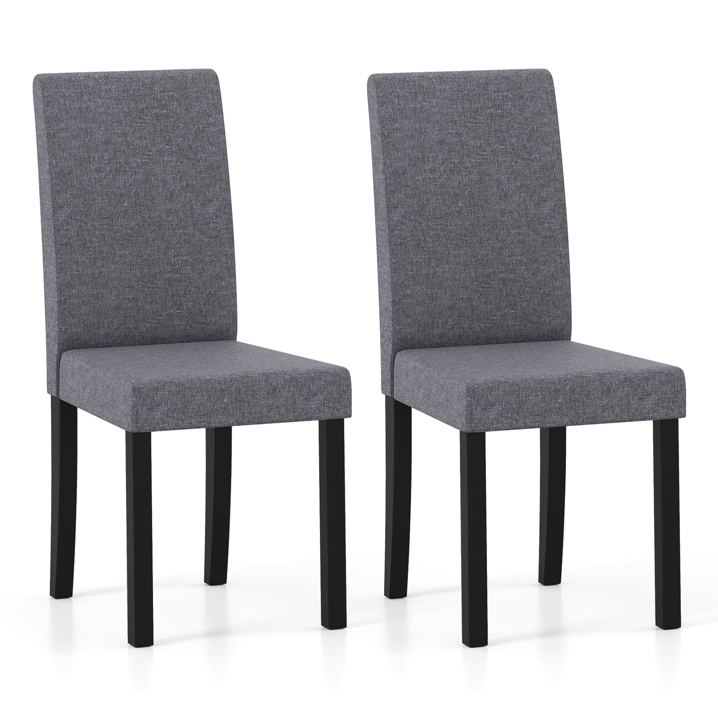 Set Of 2 Mid-Century Modern Fabric Upholstered Dining Chairs, Dark Gray Dining Chairs Dark Gray at Gallery Canada