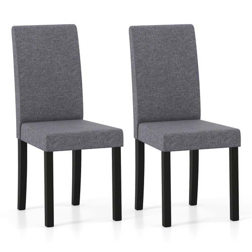 Set Of 2 Mid-Century Modern Fabric Upholstered Dining Chairs, Dark Gray