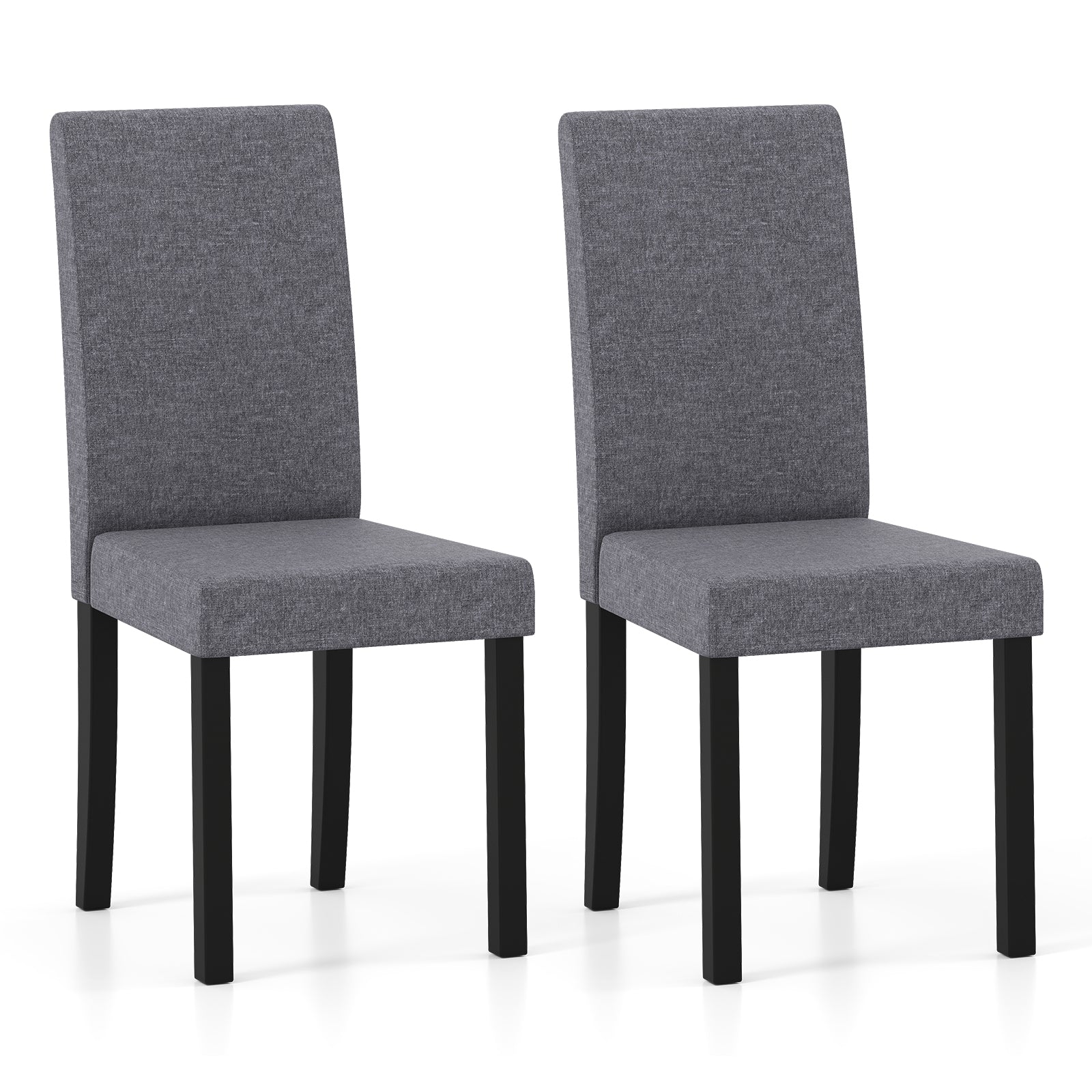 Set Of 2 Mid-Century Modern Fabric Upholstered Dining Chairs, Dark Gray Dining Chairs at Gallery Canada