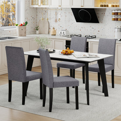 Set of 2 Dining Chair Mid-Century Modern Fabric Upholstered Parson Chairs, Dark Gray Dining Chairs at Gallery Canada