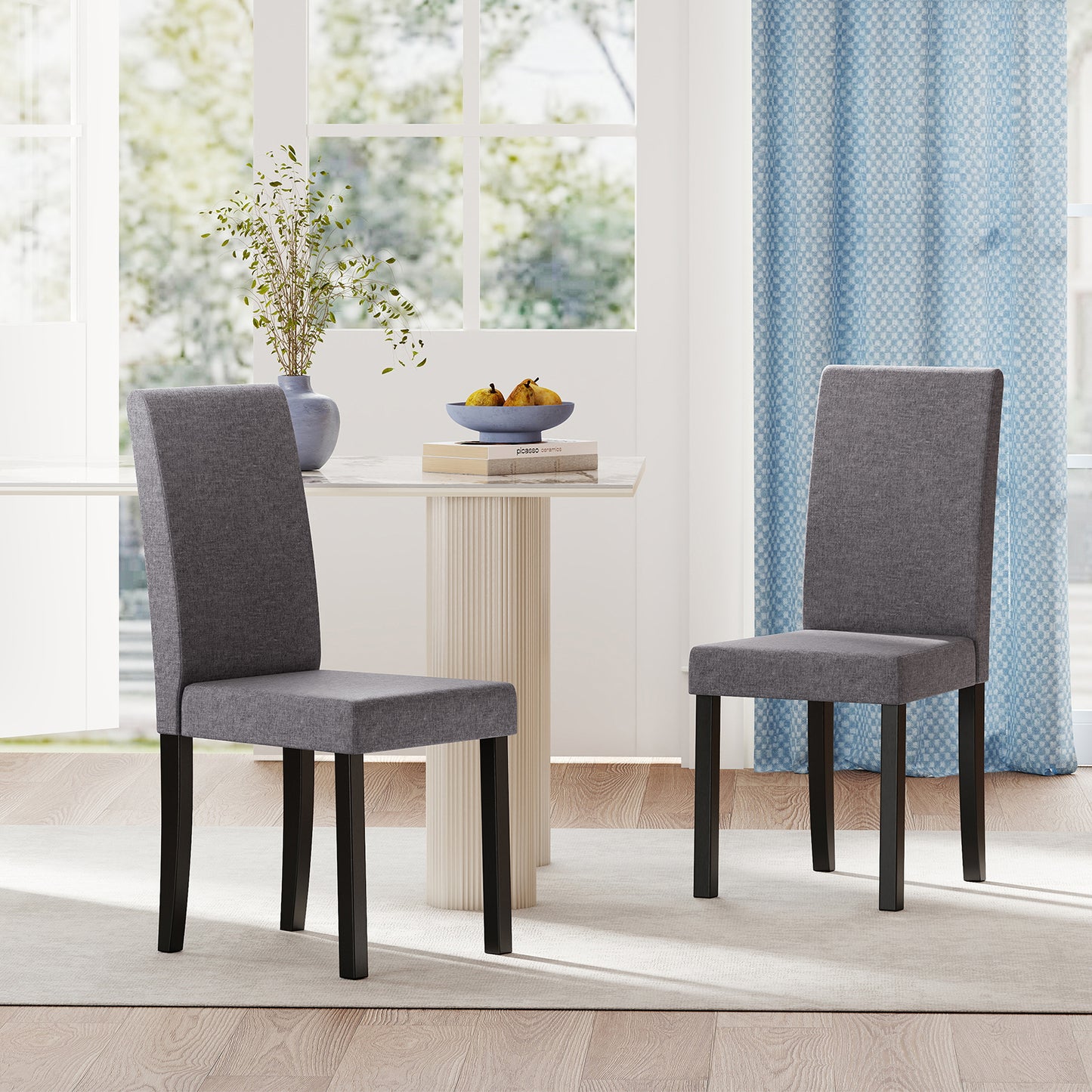 Set of 2 Dining Chair Mid-Century Modern Fabric Upholstered Parson Chairs, Dark Gray Dining Chairs at Gallery Canada