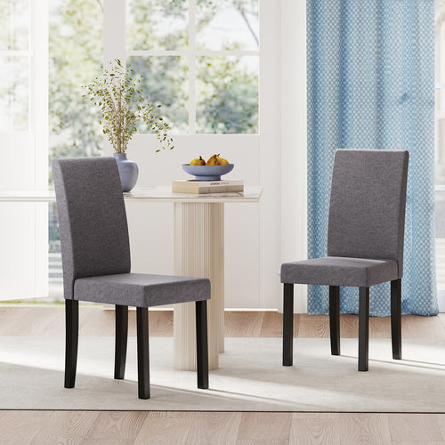 Set of 2 Dining Chair Mid-Century Modern Fabric Upholstered Parson Chairs, Dark Gray
