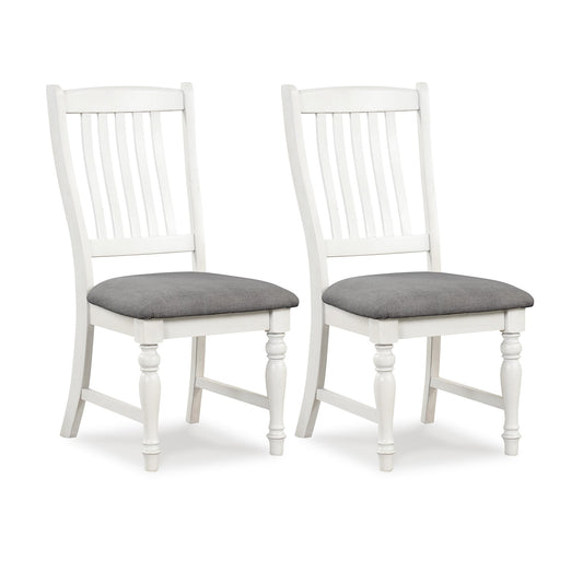 Set of 2 Dining Chairs, Kitchen Side Chair, Solid Wood Legs, White