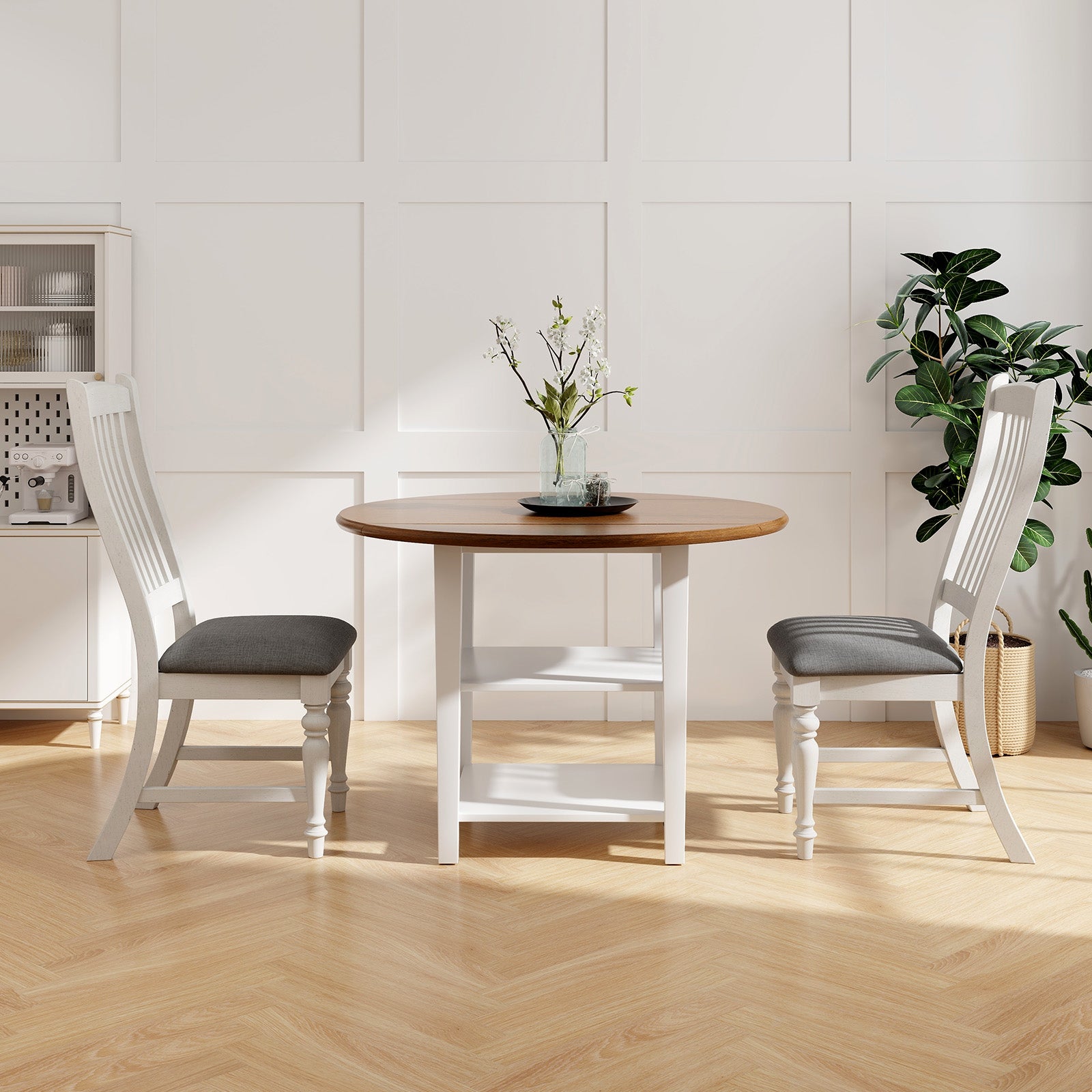 Set of 2 Dining Chairs, Kitchen Side Chair, Solid Wood Legs, White Dining Chairs at Gallery Canada