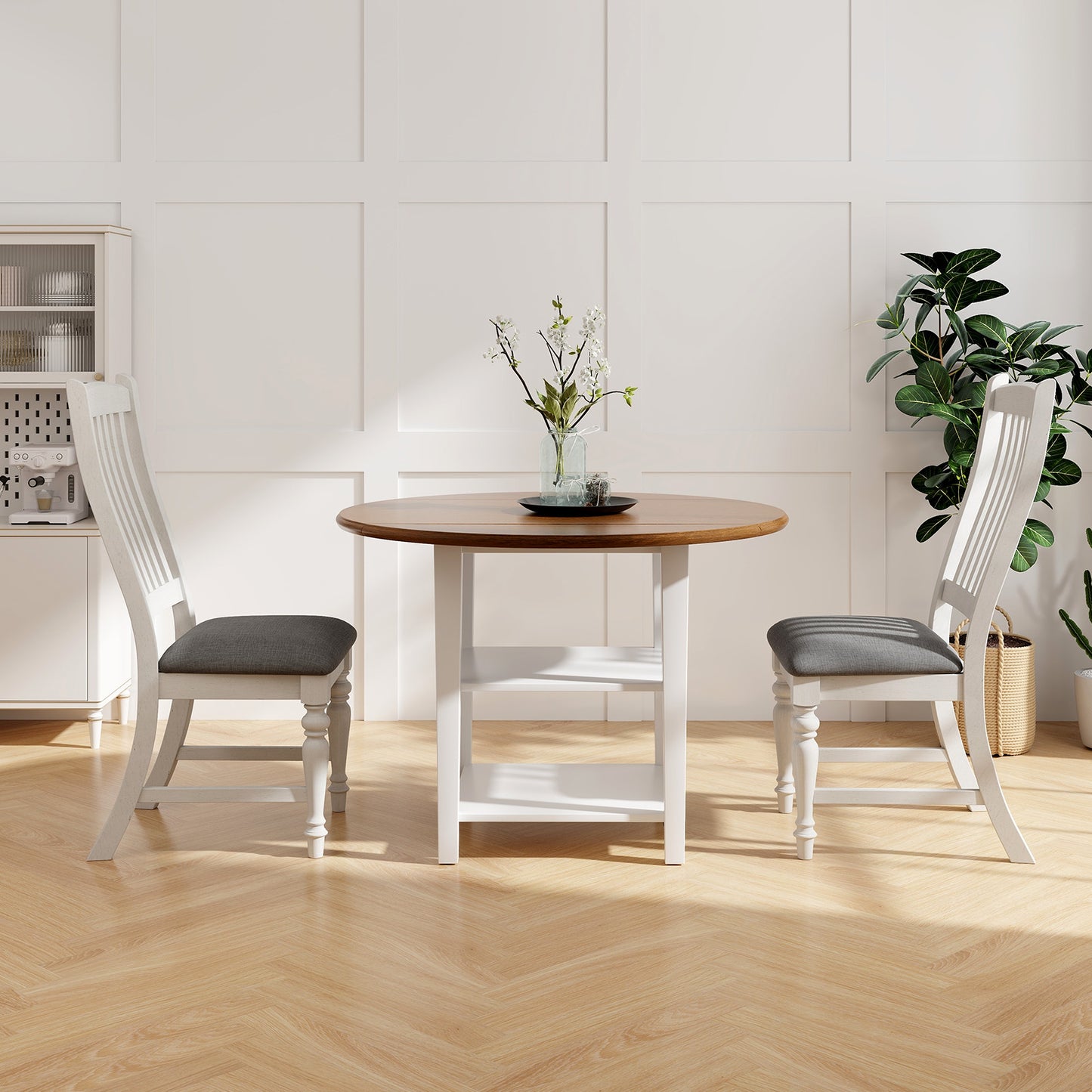 Set of 2 Dining Chairs, Kitchen Side Chair, Solid Wood Legs, White Dining Chairs at Gallery Canada