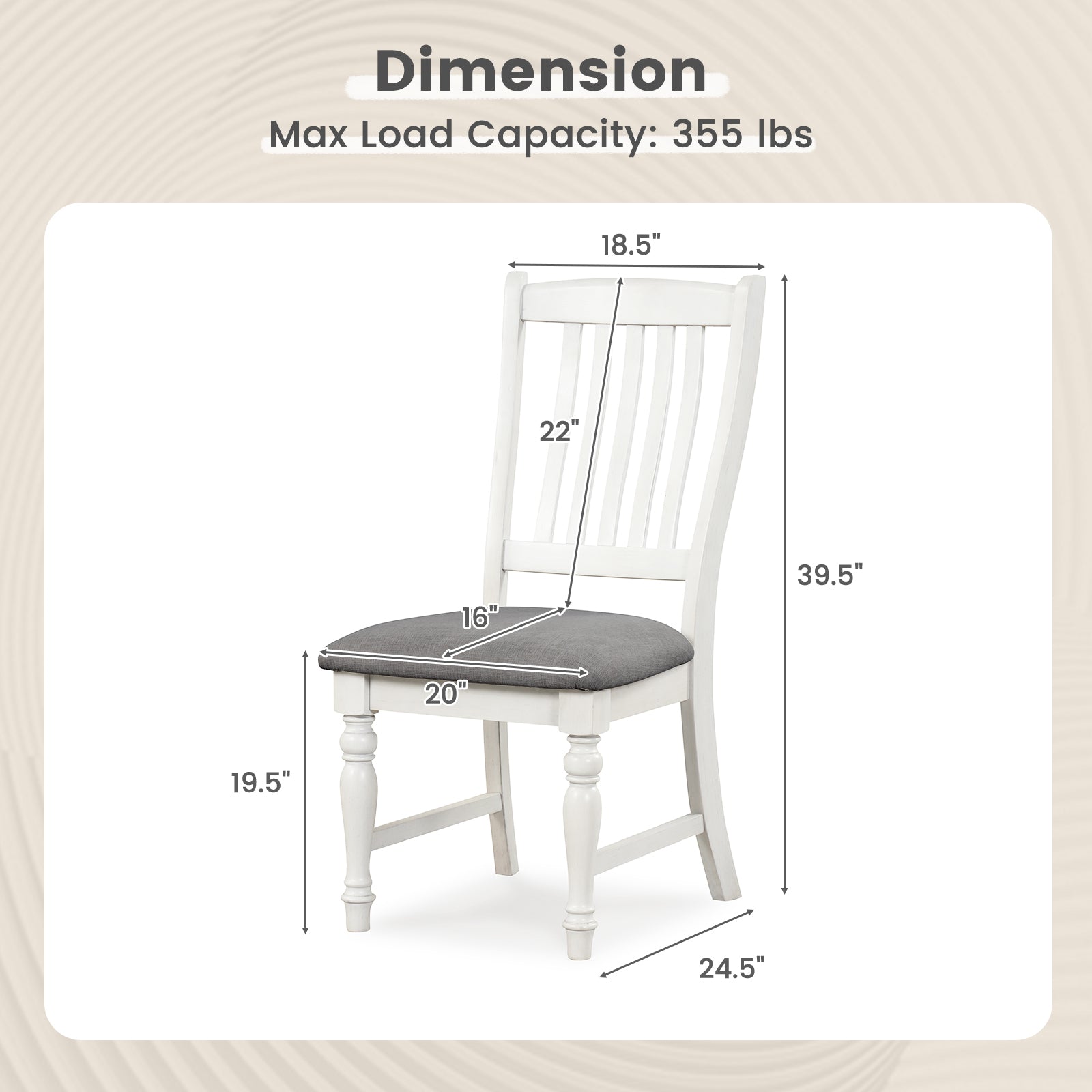 Set of 2 Dining Chairs, Kitchen Side Chair, Solid Wood Legs, White Dining Chairs at Gallery Canada